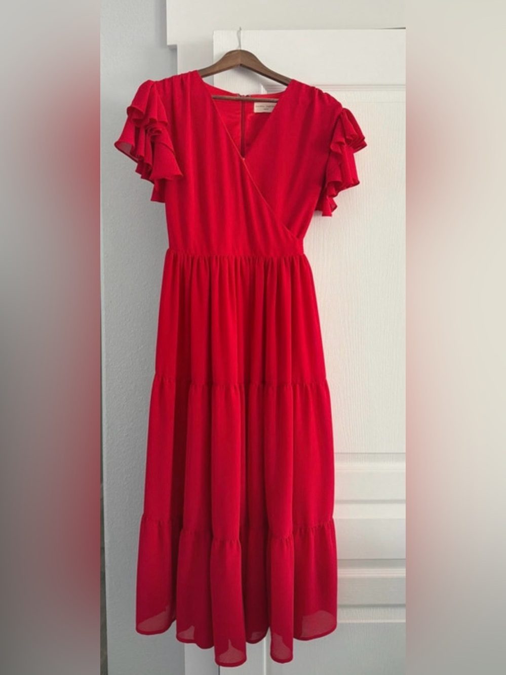 Rachel Parcell Bright Red Ruffle Sleeve Dress